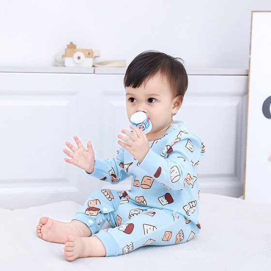 Baby Jumpsuit Spring and Autumn 2023 New Climbing Clothes Baby Autumn Clothes Open Crotch Hatshirt Newborn Pajamas Children's Clothing