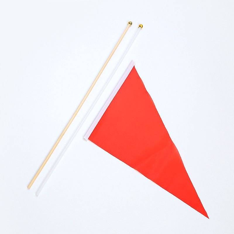 No.8 14*21cm solid pole triangle colorful flag command flag local flag polyester small red flag morning exercise flag hand waving flag