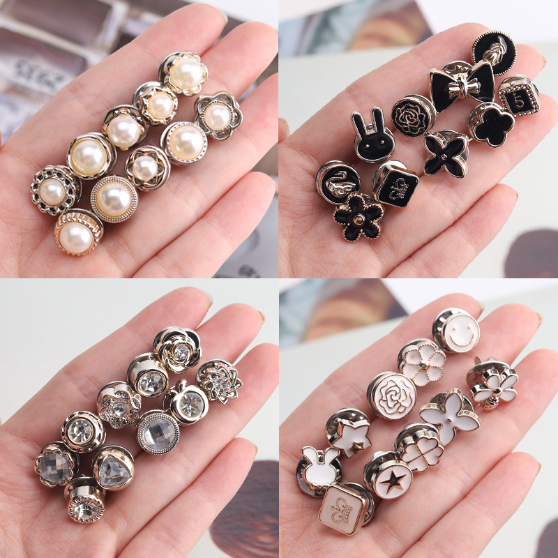 Factory Anti-slip Button Brooch Cute Button High-grade Metal Diamond Decorative Button Adjusting Seam-free Button