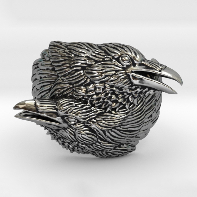Alloy Men's Ring Crow Defends Odin Scandinavian Charm Jewelry Factory Wholesale