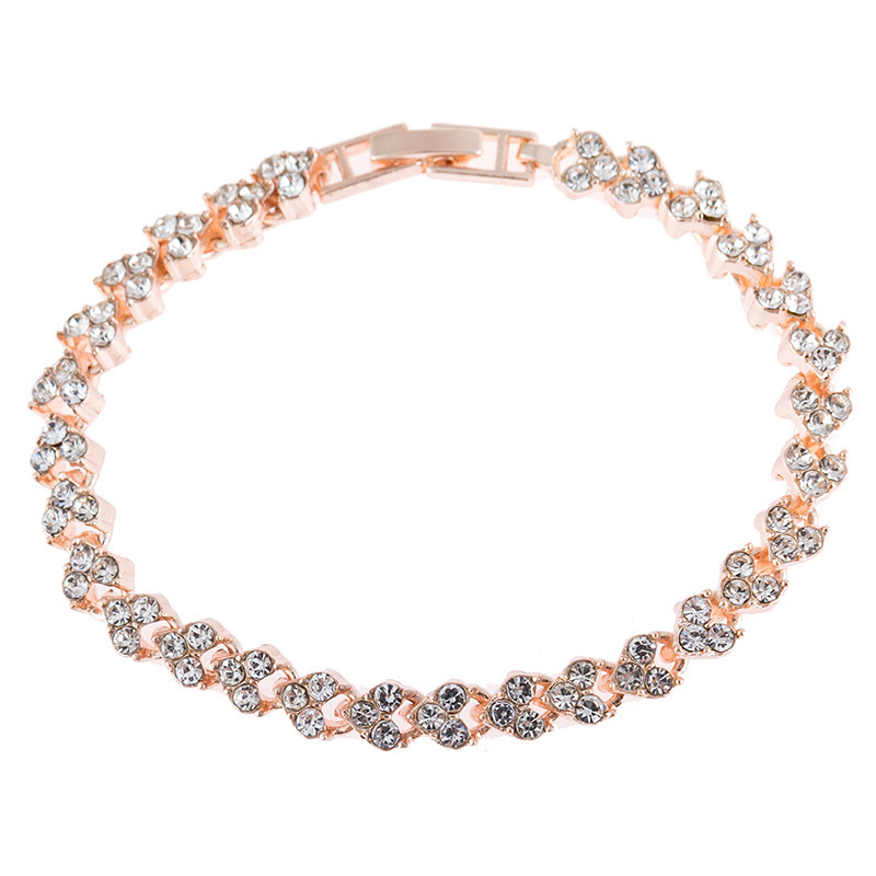 Cross-border Explosions European and American Simple Natural Diamond Crystal Roman Bracelet Female Zircon Silver Hot Selling Small Jewelry Bracelet