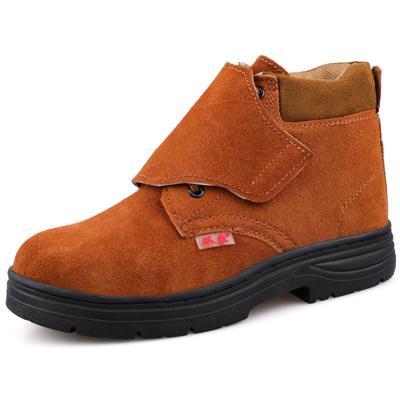 Anti-fleece beef tendon bottom safety shoes with steel head Anti-smashing and wear-resistant yellow covered safety shoes electric welding