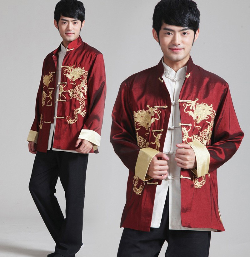 Men's New Embroidered Long Sleeve Cardigan Coat Chinese Style Casual Top Festive Celebrity Annual Performance s-xxxl