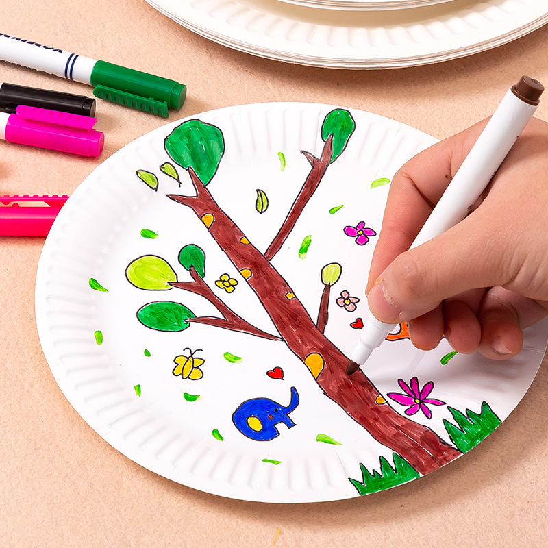 White Paper Plate Paper Plate Children's Painting Graffiti Disposable Paper Plate Cake Plate Kindergarten diy Handmade Material