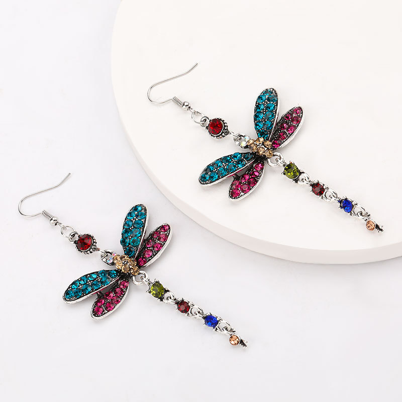 日韓小清新時尚創意水鑽鑲鑽耳墜蜻蜓耳環女歐美個性耳飾earrings