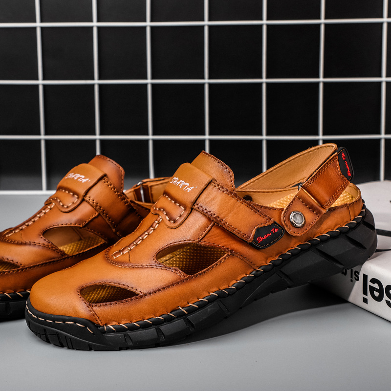 Men's Outdoor Sandals 71713 Large Size Cross-border Outdoor Men's Dual-purpose Leather Sandals Toe Slippers