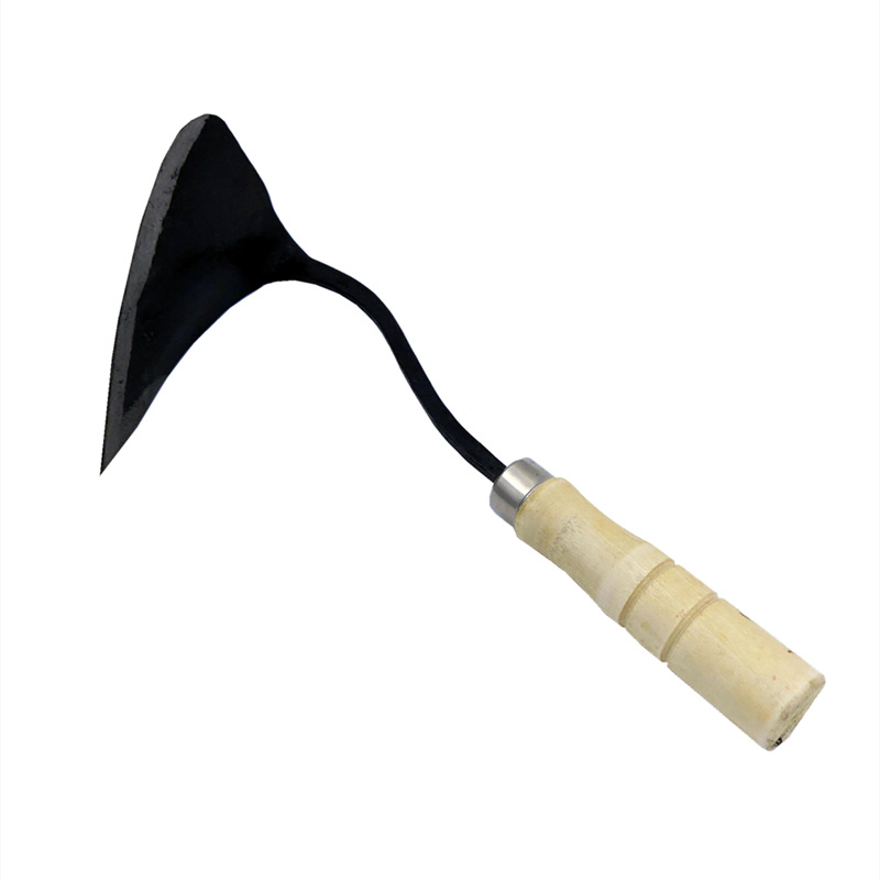 Kojima Yokawa Wooden Handle Tilt Triangle Point Hoe Korea Foreign Trade Forging Bend Hoe Agricultural Horticultural Seedling Tool