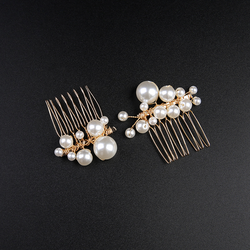 European and American Pearl Bride Headwear Red and White Pearl Hair Insert Wedding Jewelry Small Hairpin Wedding Dress Accessories Headwear Set