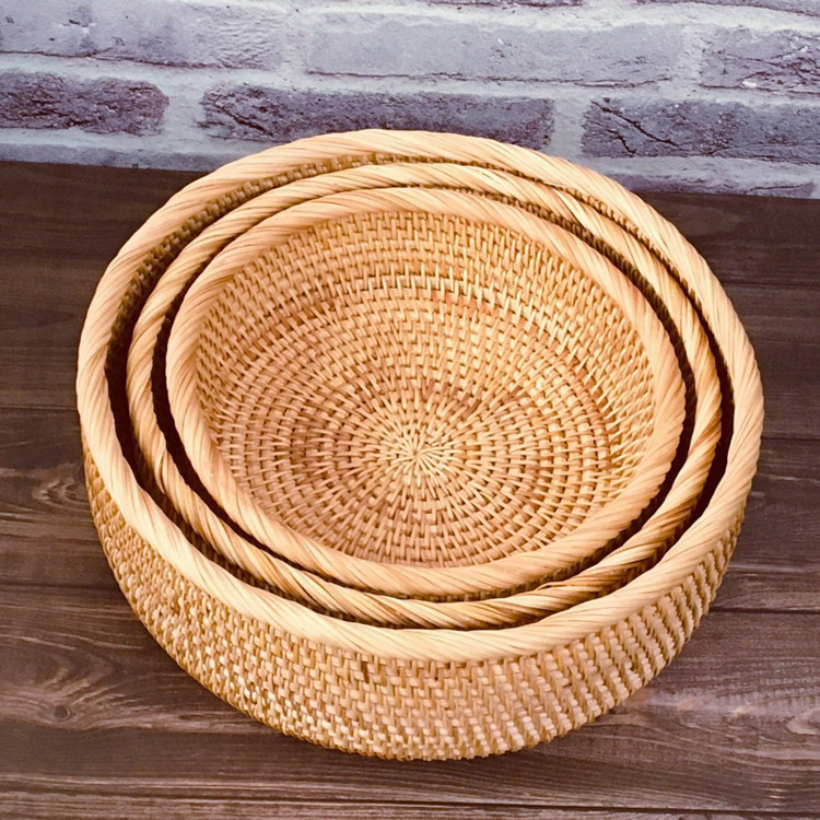 Vietnam Rattan Candy Basket Storage Basket Fruit Basket Plate Willow Basket Candy Storage Basket Round Fruit Basket