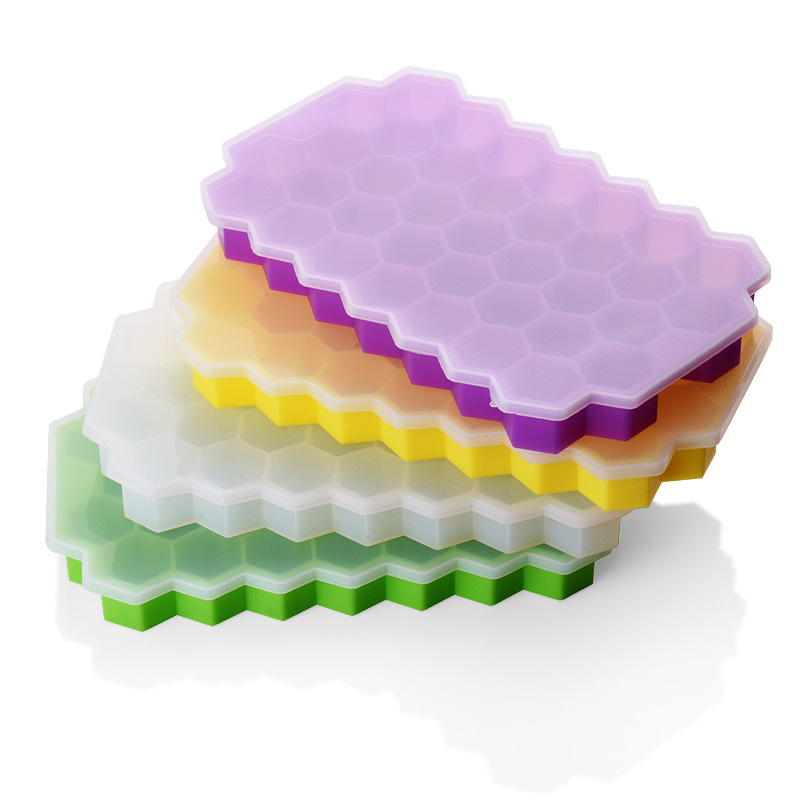 A large number of spot creative honeycomb silicone ice with cover thickened 37 honeycomb stackable diy ice mold