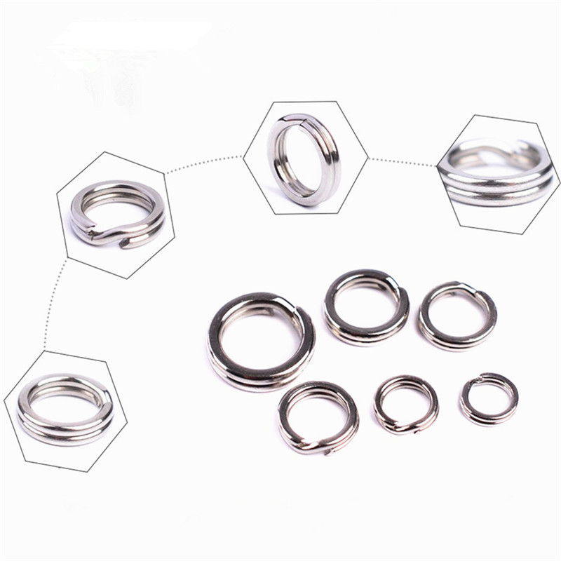 Stainless Steel Luya Ring Metal Ring Flat Ring Connecting Ring Squashed Double Ring Luya Ring Fishing Gear Accessories Key Ring