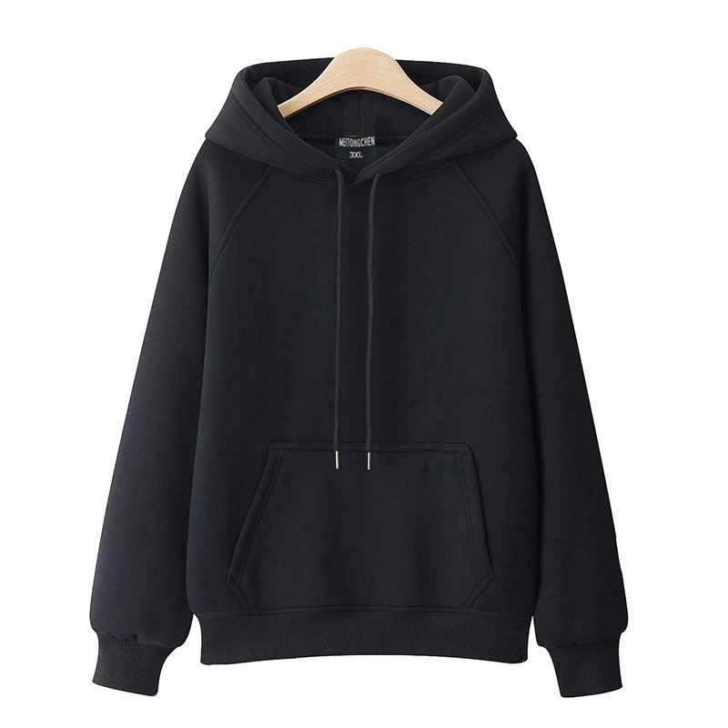 100 Pure Cotton Casual Hooded Pullover Thickened and Velvet Solid Color New Spring and Autumn All-match Loose Japanese Style Women's Sweater