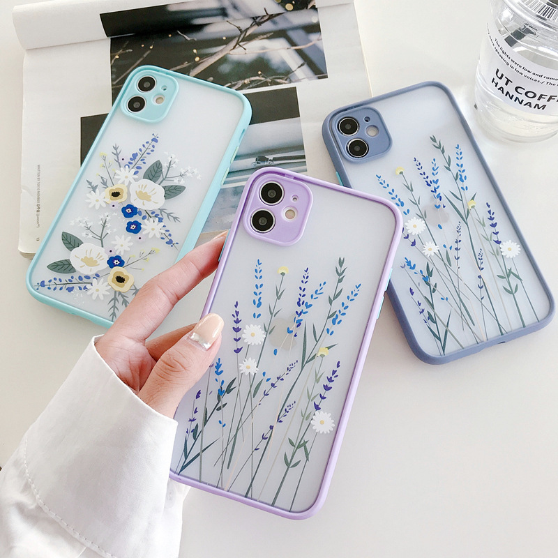 Lavender Flower 16Promax Mobile Phone Case Apple 12Pro Skin Sense XR Frosted Fine Hole Protective Case Tide
