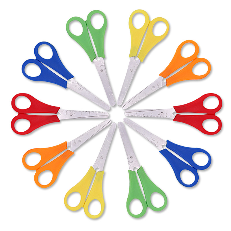 Spot ruler with scale scissors student DIY hand scissors children safety ruler scissors