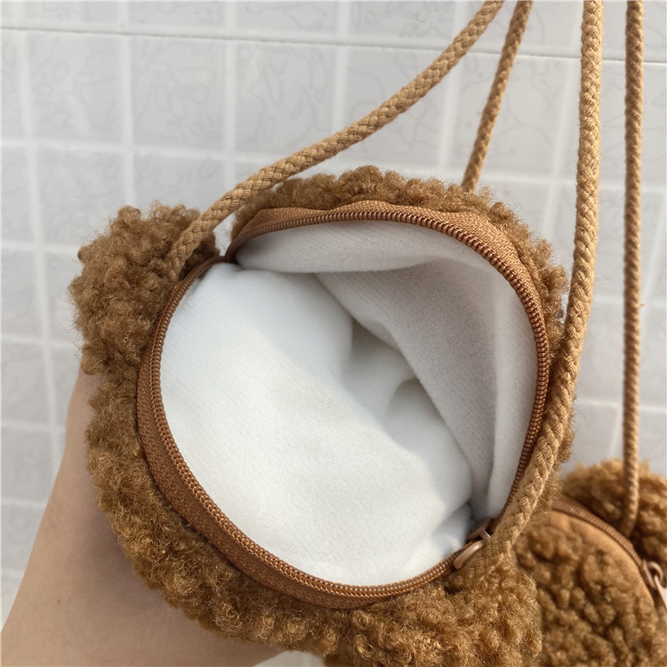 Children's cute plush bear crossbody small bag coin purse