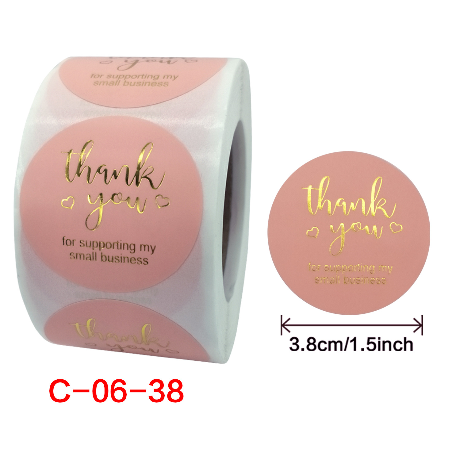 Cross-border roll pink gold foil thank you sticker self-adhesive roll sticker envelope/holiday gift decoration