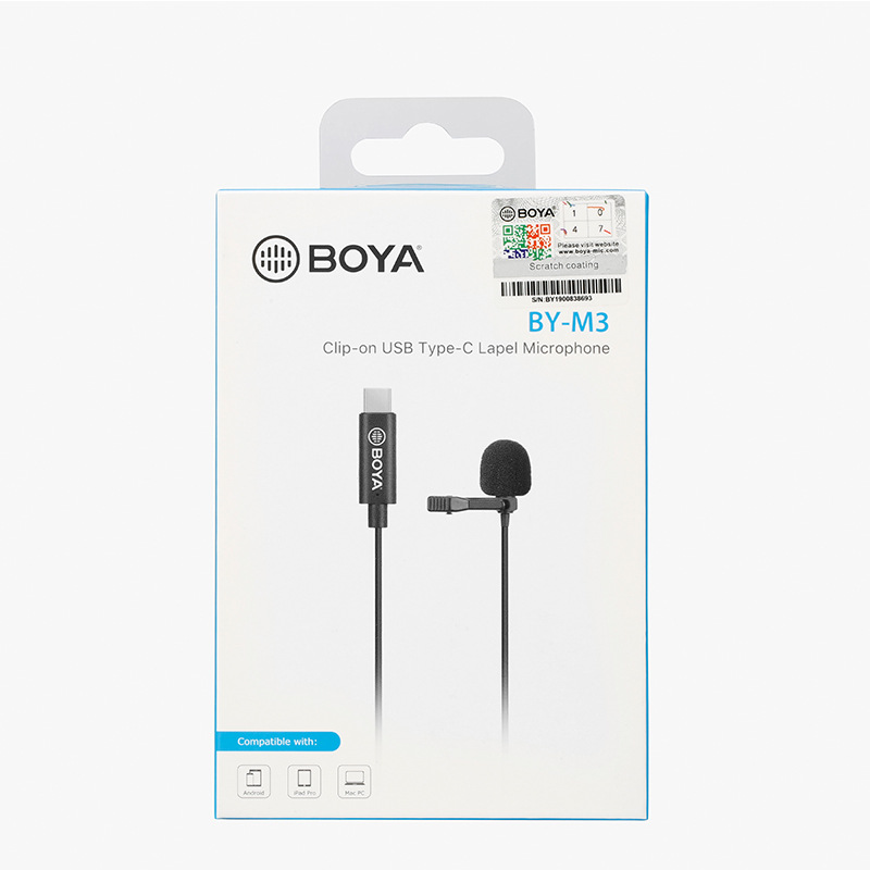 BOYA BOYA collar clip microphone mobile phone camera computer eating and broadcasting voice control microphone noise reduction applicable radio microphone recording