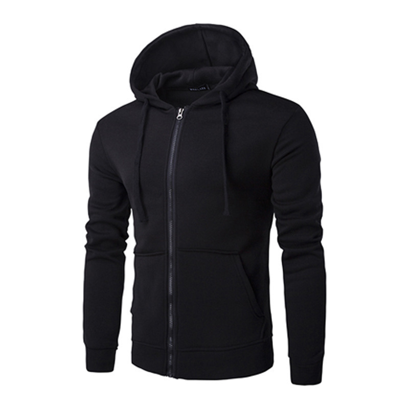 2023 Autumn Foreign Trade Cardigan Hooded Sweater Casual All-match Solid Color Casual Sweater Men's Cardigan Sweater