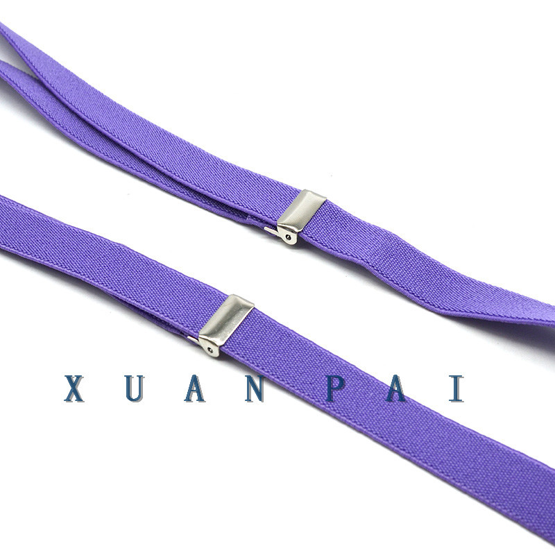 New Fashionable Adult Men's and Women's 2.0 Solid Color Strap High Elastic Three-clip Suspenders