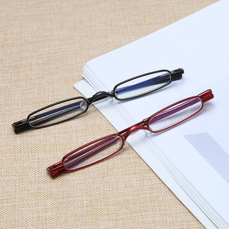 Anti-blue light reading glasses narrow edge metal reading glasses pen barrel with box internet glasses spring glasses leg presbyopic glasses