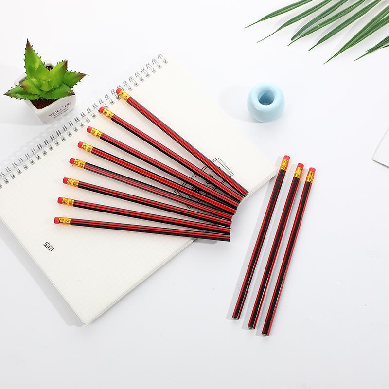 Red and Black Draw Red Rod Children's HB Pencil Good Wood Classic Cover Film Red Painting Sketch Pencil School Supplies