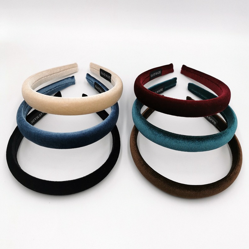 Korean 6-color explosions 2.2cm wide gold velvet sponge hairband headband European and American Korean online red