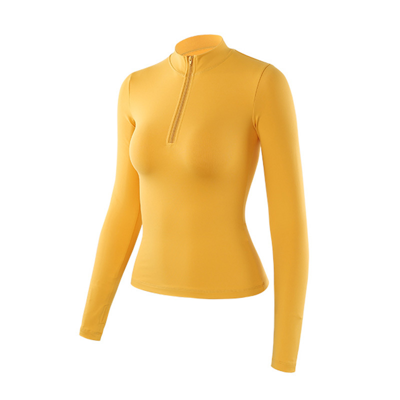 Autumn and Winter New European and American Zipper Long-sleeved Sports Jacket Women's Slimming Quick-drying Yoga Clothes Running Fitness Sports Top