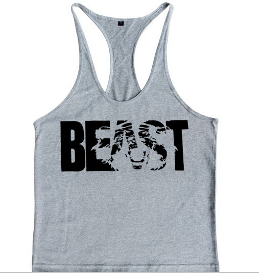 Cross-border vest Men's Fitness European and American sports vest combed cotton summer European size thin shoulder strap BEAST printed vest