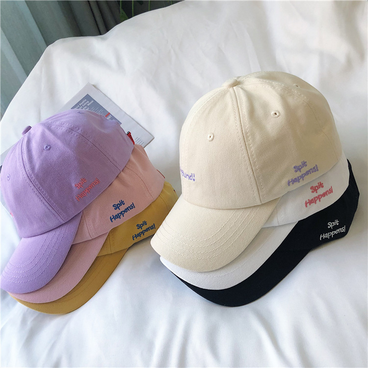 ins light purple hat women's summer Korean style men's letter embroidered street baseball cap college style sun protection peaked cap