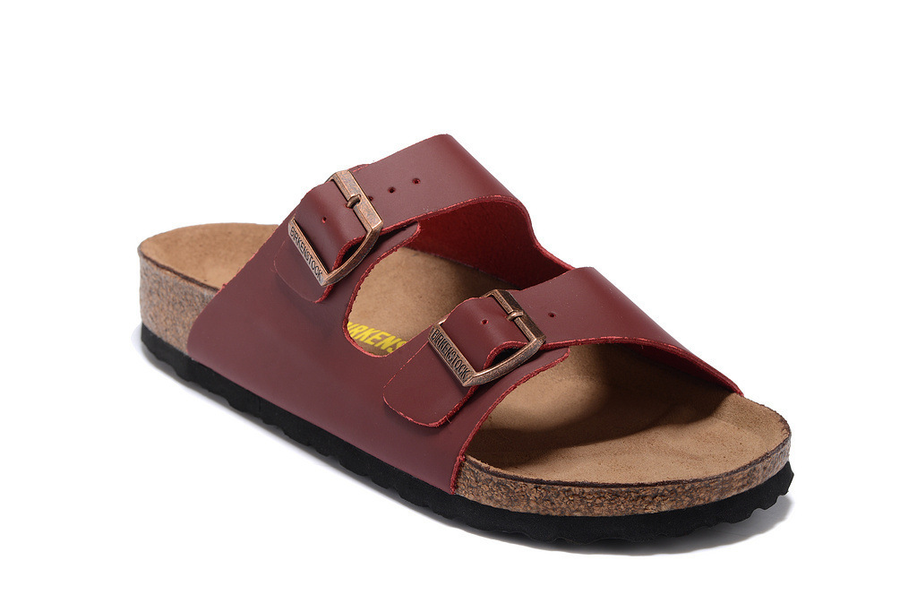Spot direct casual slippers two-button bright leather cork sandals frosted anti-velvet color full 751
