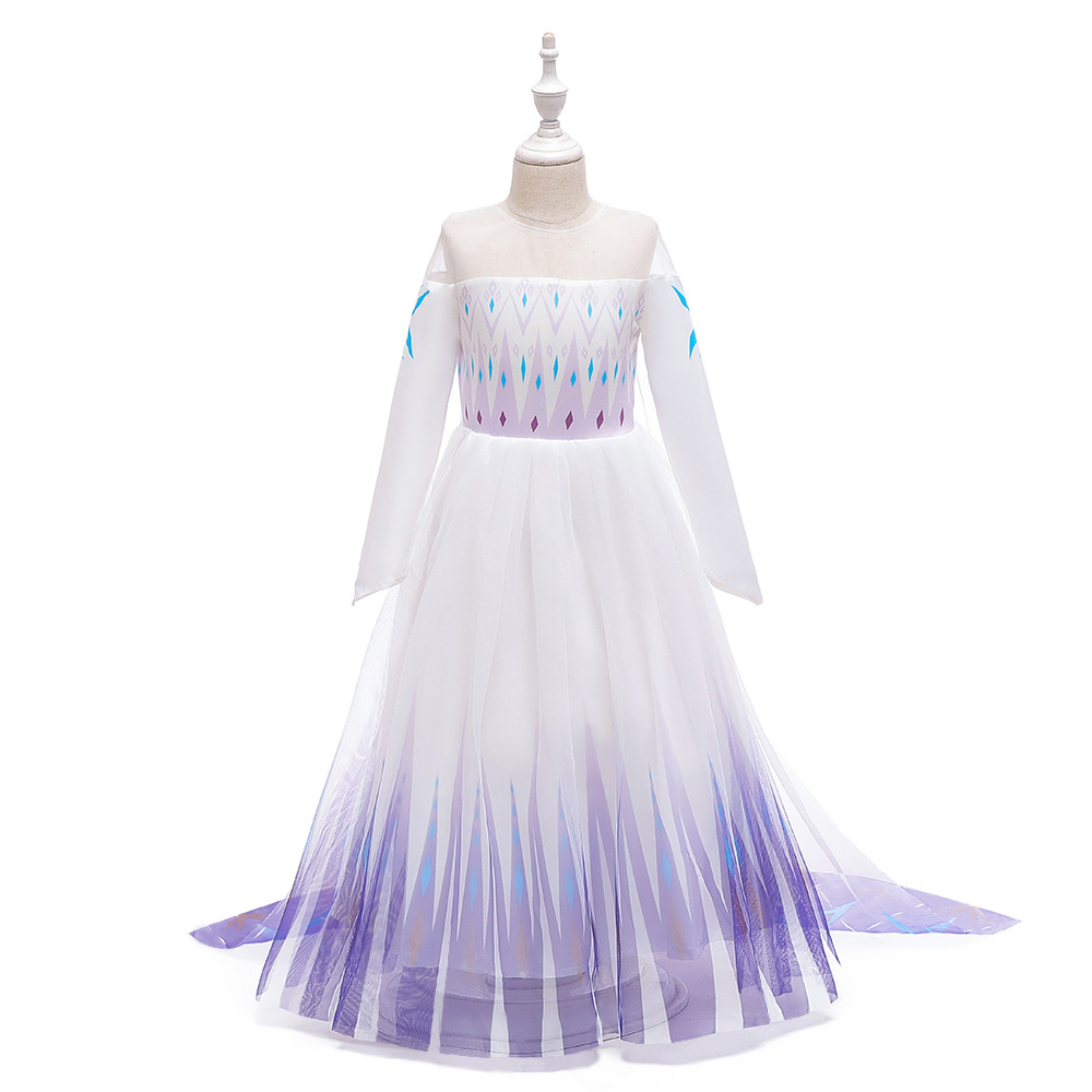 Princess Aisha Mesh Puff Dress Gradient Trailing Girl's Dress Frozen 2 Sequins Dress Performance Dress