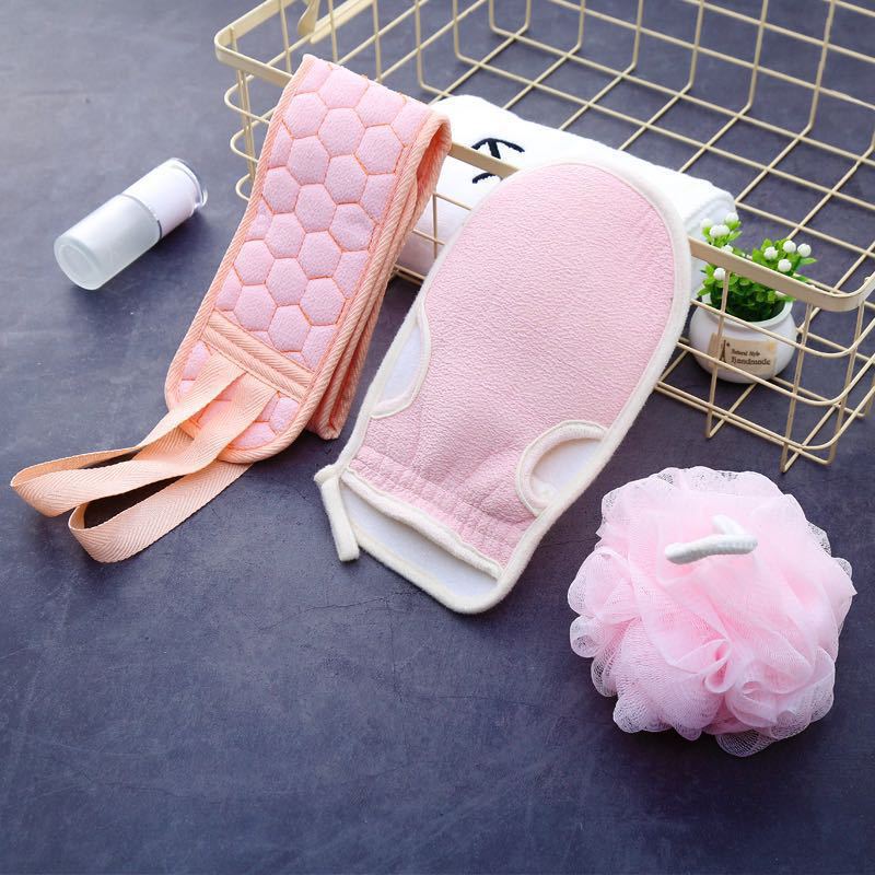 Rubbing towel bathing artifact three-piece set thickened rubbing mud decontamination bath ball combination set back Strip long rubbing towel