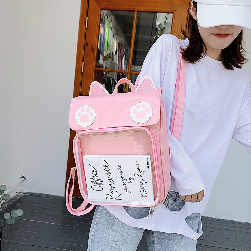 Japanese female junior high school students Korean high school students Mori cute super cute girl backpack transparent schoolbag backpack summer