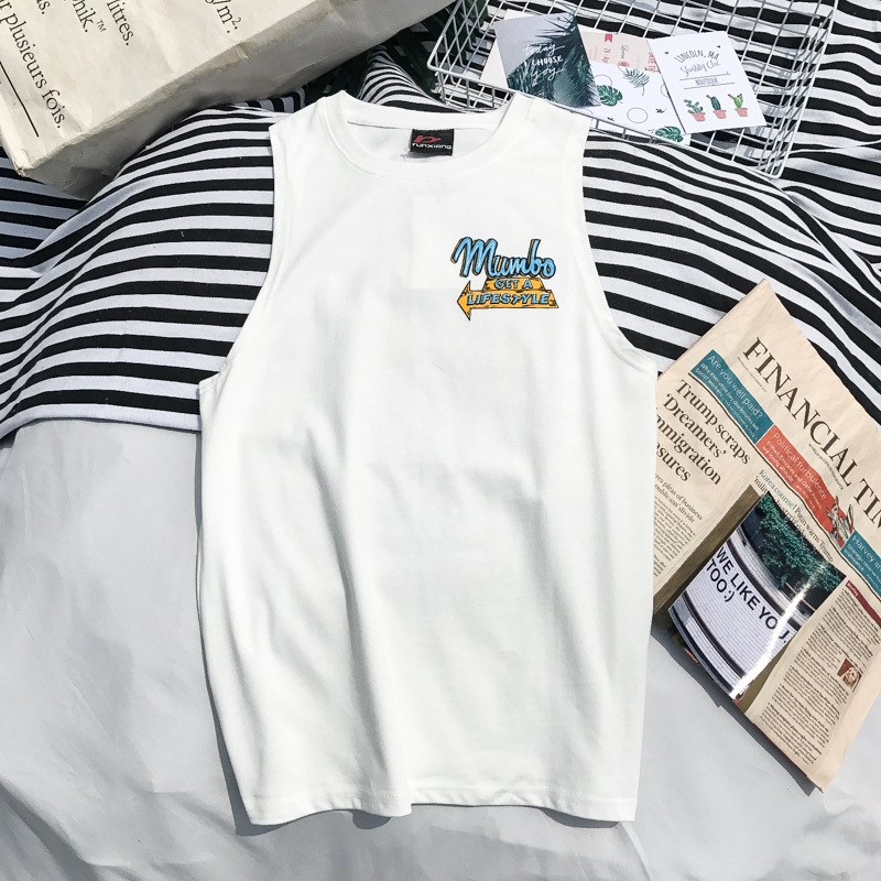 Summer ins Trendy Brand Vest Boys Korean Style Casual Sports T-Shirt Trendy Loose Sweatshirt Waistcoat Sleeveless Top