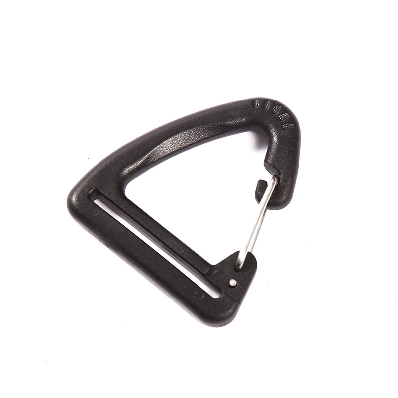Factory plastic carabiner tactical keychain outdoor nylon webbing buckle triangle elastic Hook supply wholesale