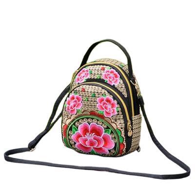 New Women's Bag All-match Crossbody Bag Ethnic Style Embroidered Canvas Simple Crossbody Bag Handbag Backpack