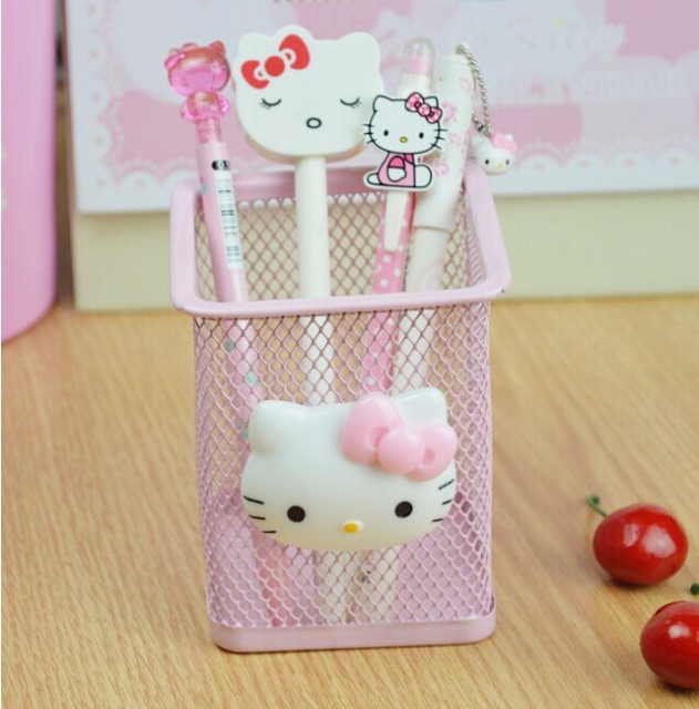 Cartoon creative metal hollow pen holder girl heart table machine storage box multifunctional iron wire cute mesh Pen Holder