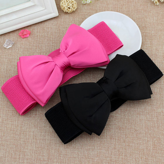 Women's elastic belt chiffon big bow waist dress fashion sweet a generation of hair belt 100.00cm inches