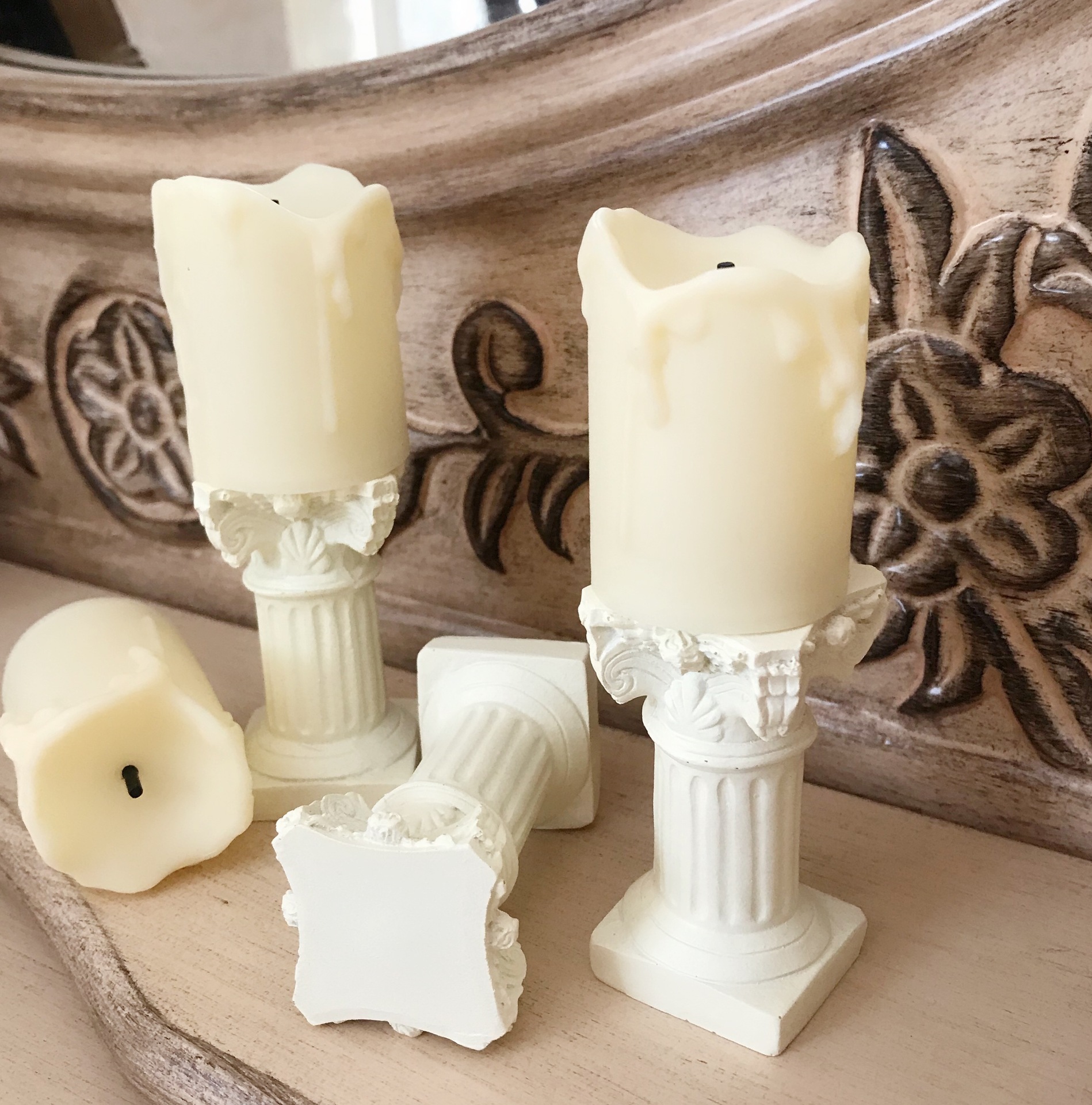 ins Style Roman Column Small Candlestick Ornaments Resin Candlestick Old Retro Photo Props Stall Supply