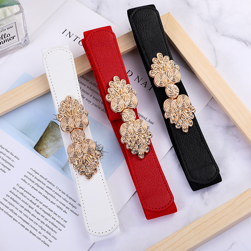 Factory wholesale ladies dress elastic thin belt new casual fashion down jacket black waist belt