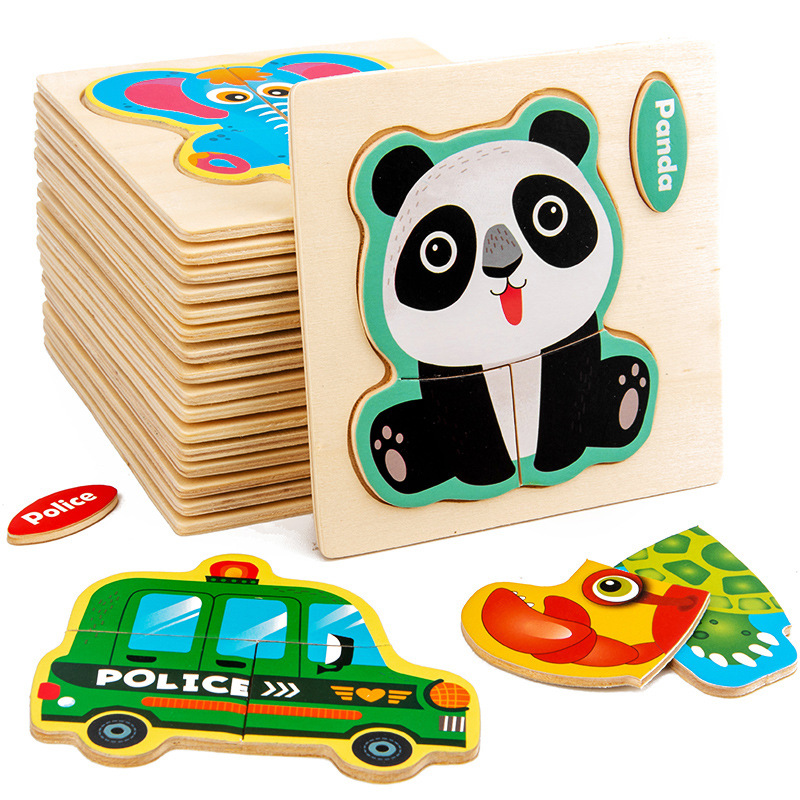 Wooden children's toy cognitive three-dimensional cartoon pattern puzzle toy early education educational wooden puzzle toy