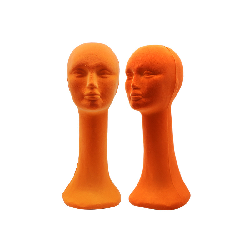 Factory wholesale flocking foam head mold scarf hat display bracket DIY shooting props adult model head