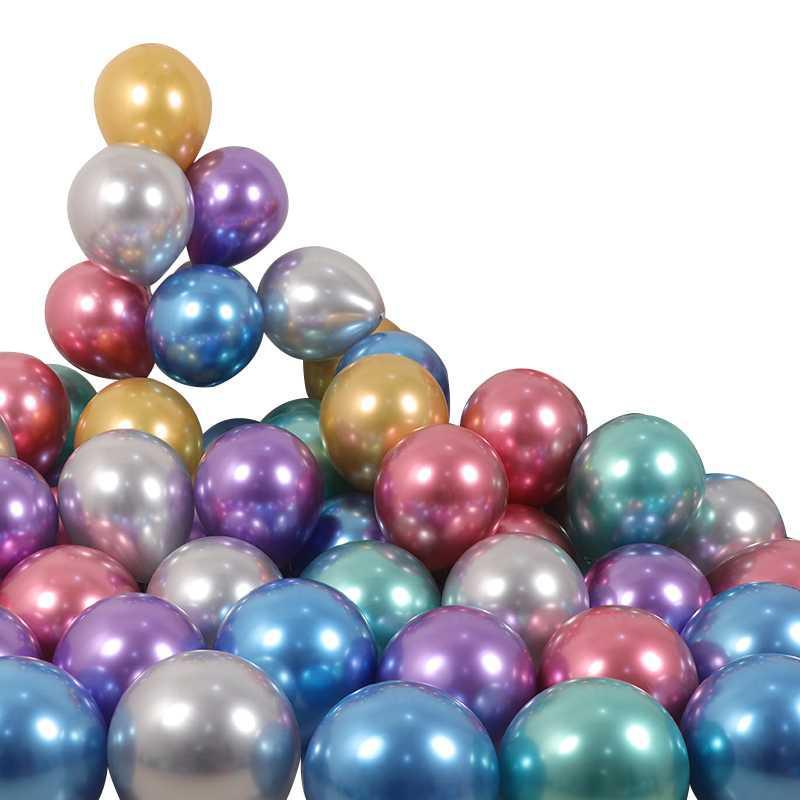 5 inch 10 inch 12 inch thick round metal chrome color latex balloon birthday party wedding decoration