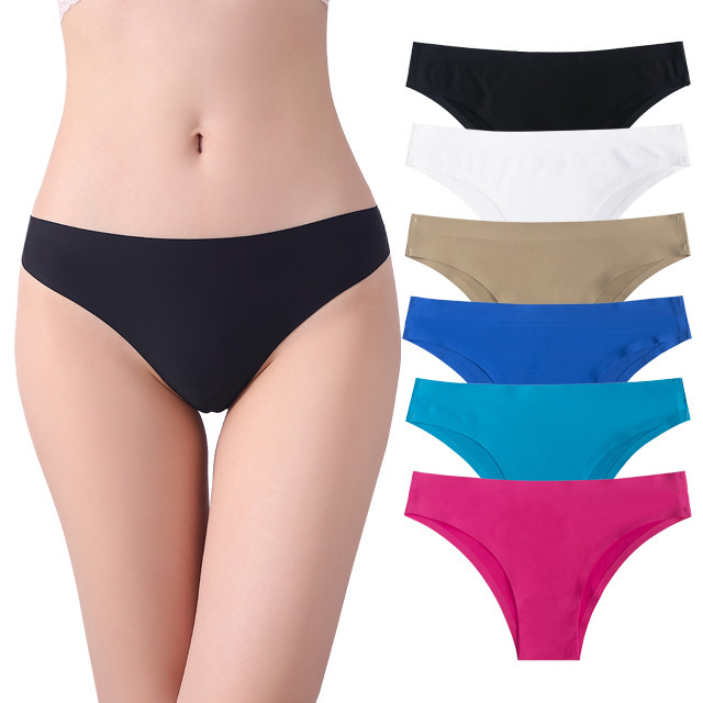 アマゾンの外国貿易速売通の一枚式の氷糸の無痕の下着の女性のセクシーな純綿の股の三角の女性の下着|undefined