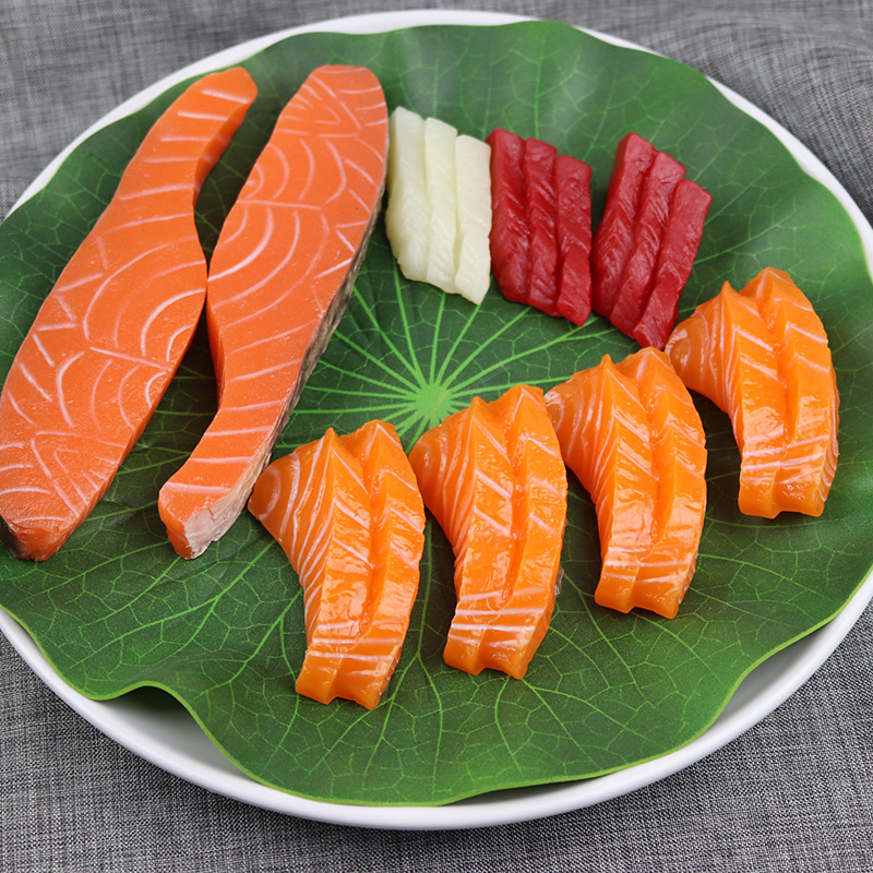 Simulation Sushi Model Simulation Salmon Cuisine Daily Material Simulation Salmon Slice Four Pieces of Food Model