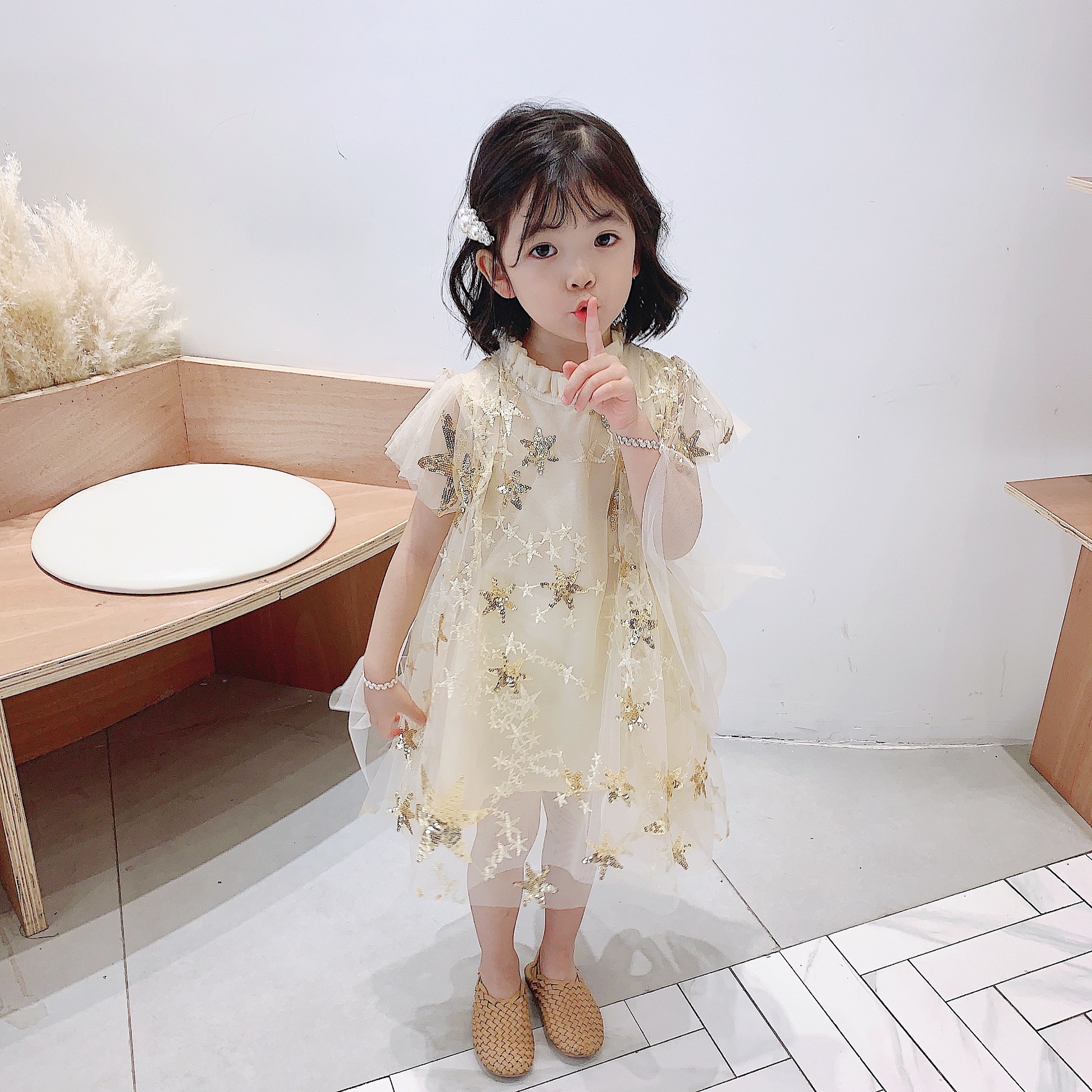 女童裙子星星披風公主裙連衣裙2424春夏裝新款外貿童裝代發3-8歲