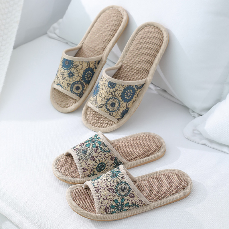 Women's linen slippers home retro home indoor couples sandals men's and women's floor non-slip guest slippers manufacturers wholesale