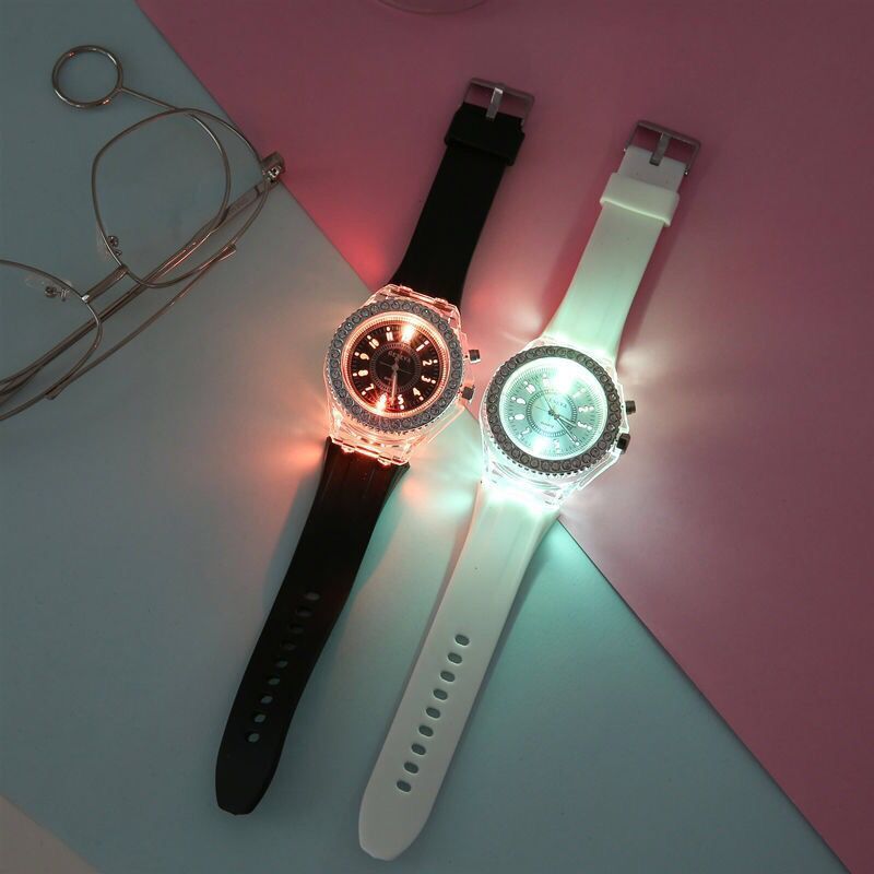 Luminous Fashion Colorful LED Luminous Watch Men's and Women's Student Watch Men's and Women's Student Fluorescent Quartz Watch
