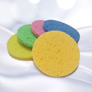 Cross-border hot-selling round multi-color variety of optional face puff cellulose sponge cleansing cotton wood pulp cotton face cleansing puff