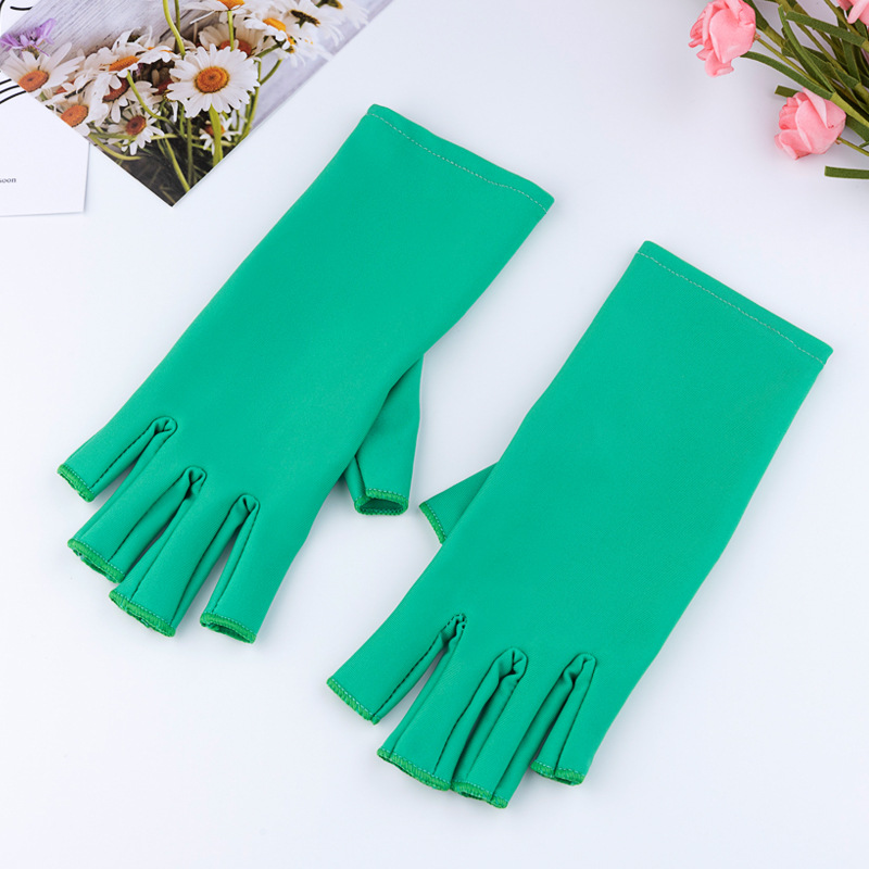 Nail Art Half Finger Gloves-Lake Green
